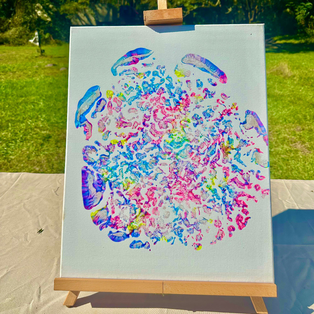 Multi-colored elephant foot print