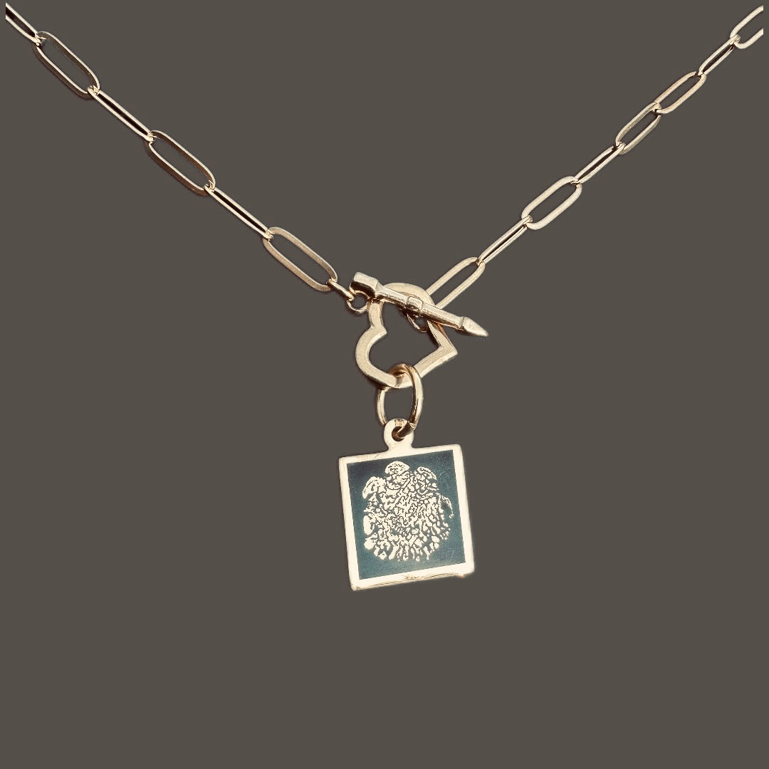 Square Necklace on heart toggle clasp