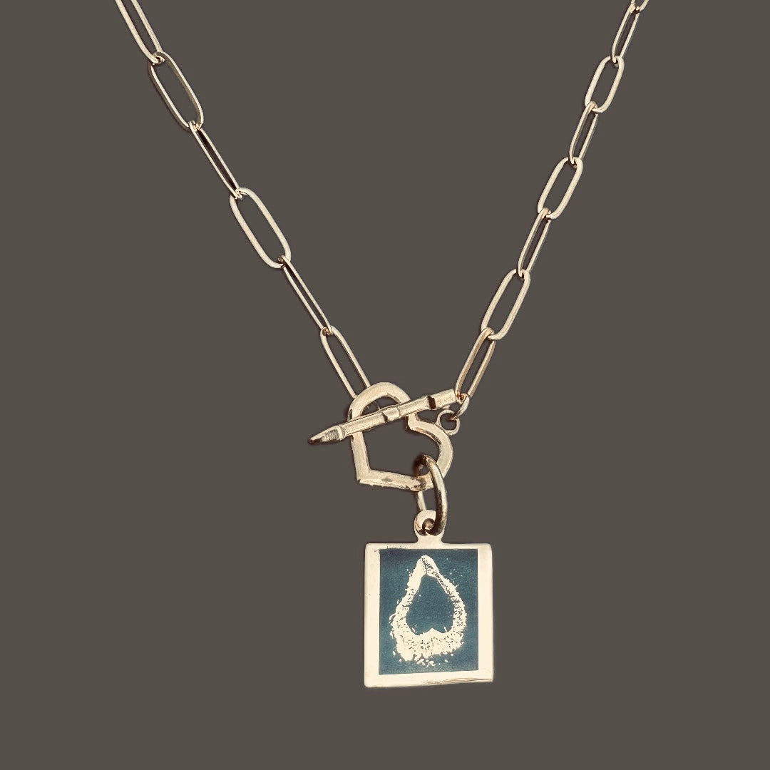Square Necklace on heart toggle clasp