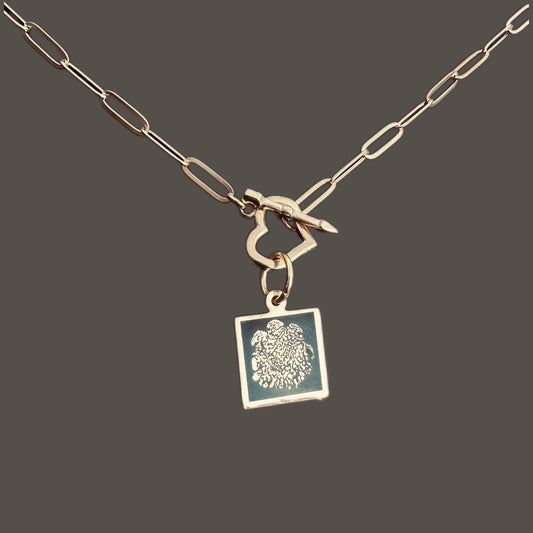 Square Necklace on heart toggle clasp