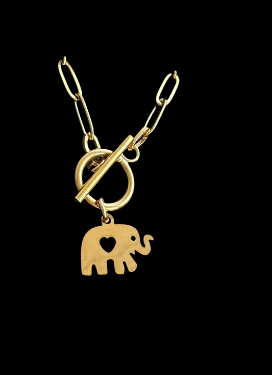 Elephant charm on toggle clasp